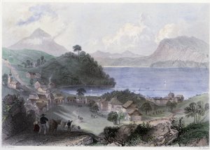 View of Georgeville and Its Lake - in Canadian Scenery Illustrated by William Henri Bartlett, Published by George Virtue