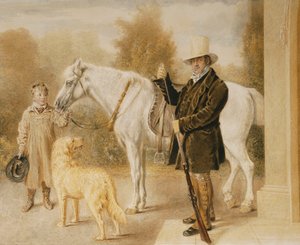 A Sportsman with a Boy, a Pony and a Dog