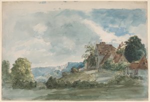 Cottages in an Extensive Landscape by William Henry Hunt