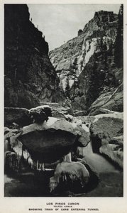 Canyons of Colorado: Los Pinos Canon, Toltec Gorge, Showing Train of Cars Entering Tunnel by William Henry Jackson