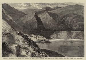 Serious Accident at Nice, the Point in the Road where the Carriage and Horses rolled over the Precipice by William Henry James Boot