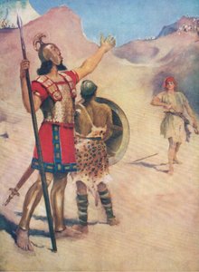 David and Goliath, from The Bible Picture Book published by Thomas Nelson, c.1950 by William Henry Margetson