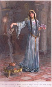 She was known to have studied magic while she was being brought up in the nunnery by William Henry Margetson