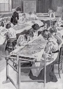 Students of the Royal School of Art Needlework Embroidering the King