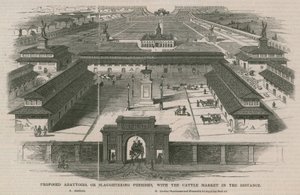 Proposed Abattoirs, or, Slaughtering Premises, with the Cattle Market in the Distance by William Henry Prior
