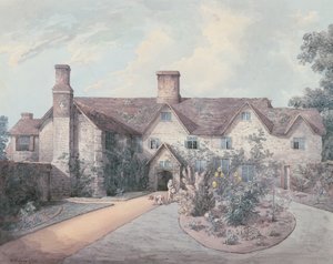 A Boy playing a drum in the garden of a Country House by William Henry Pyne