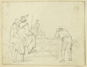 Five Figures at Gate by William Henry Pyne