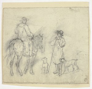 Man with Dogs and Another on Horseback by William Henry Pyne