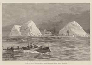 HMS Tyne and Torpedo-Boats among Icebergs in the North Atlantic by William Heysham Overend