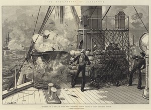 The Bombardment of Alexandria, Explosion of a Shell on Board HMS Alexandria, Narrow Escape of Staff Commander Hosken by William Heysham Overend