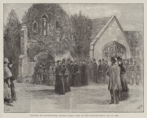 The Funeral of the Late Duke of Clarence and Avondale, Visitors to Sandringham Waiting Their Turn at the Church Porch, 18 January 1892 by William Heysham Overend