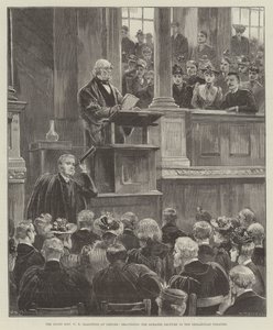 The Right Honourable W E Gladstone at Oxford, delivering the Romanes Lecture in the Sheldonian Theatre by William Heysham Overend