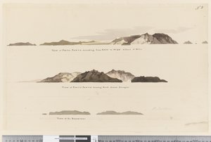 View of Porto Santo Extending from NNW to WBN Distant 5 Miles, View of Porto Santo Bearing North Distant 2 Leagues, View of The Deserters