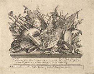 A Stand of Arms, Musical Instruments, etc., March 1749-50 by William Hogarth
