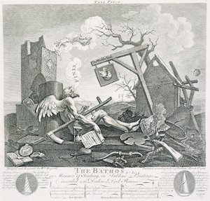 Bathos, Manner of Sinking, in Sublime Paintings inscribed to the Dealers in Dark Pictures, 1764 by William Hogarth
