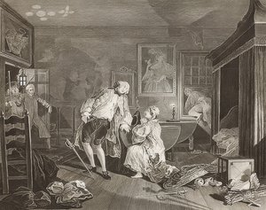 Marriage à la Mode. Plate 5: The Bagnio. 1745 by William Hogarth