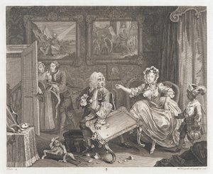 The Harlot Finds a Protector, designed 1732, printed 1744 by William Hogarth