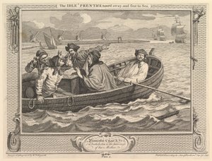 The Idle Prentice Turned Away and Sent to Sea: Industry and Idleness, plate 5 by William Hogarth