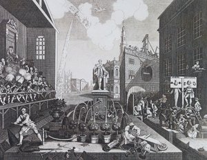 Two Criminals in a Pillory or Stocks in London