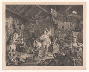 Disguised Actresses and Children in a Barn (Strolling Actresses Dressing in a Barn) by William Hogarth