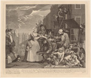 Arrested for Debt, plate 4 from the series "A Rake