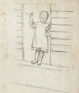 Girl in a Pinafore, Standing on a Window Ledge
