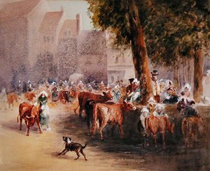 Early Morning in the Village Cattle Market