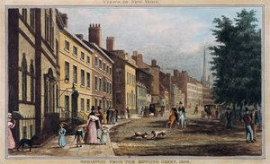 Broad Way from the Bowling Green, engraved by J.R. Hutchinson, 1828