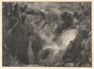 Landscape with Two Waterfalls by William James Linton