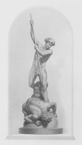 Michael and Satan, from the group in marble by Flaxman, RA, engraved by W Roffe