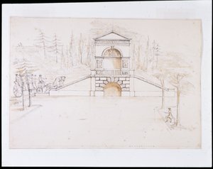 Chiswick, design for a pedimented cascade combined with a road bridge at the end of the canal