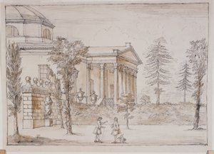 Chiswick, view of the villa from the Palladio statue side