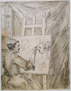 Lady Burlington at her easel in her Garden Room by William Kent