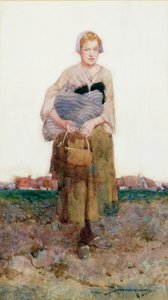 A Young Woman Carrying a Bundle