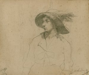 Study for a Portrait of a Seated Woman with Hat by William Lee Hankey
