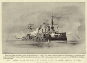 HMS Terrible as she will Appear when completed for Sea, the Largest Cruiser in the World by William Lionel Wyllie