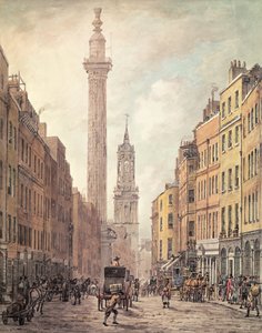View of Fish Street Hill, Monument and St. Magnus the Martyr from Gracechurch Street, London, 1795