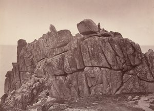 The Logan Rock, South Coast of Cornwall, 1860s by William May