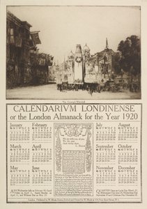 Calendarium Londinense, or the London Almanack for 1920, surmounted by a view of the Cenotaph, Whitehall, 1919