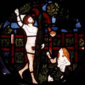 Adam and Eve Picking Fruit (detail) by William Morris