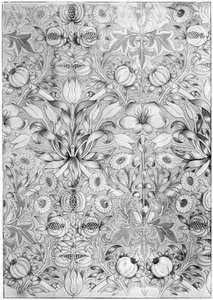 Lily and pomegranate pattern wallpaper