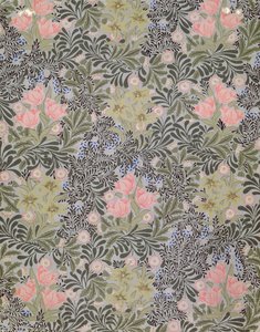 Wallpaper design with Tulips, Daisies and Honeysuckle