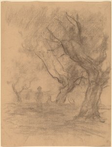Woman Standing beneath Two Trees by William Morris Hunt
