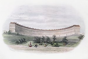 Royal Crescent, Bath, engraved by J. Shury by William N. Hardwick of Bath