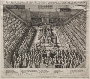 Westminster Hall, Interior, with The Trial of the Earl of Strafford by William Nicholson