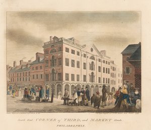 South East Corner of Third and Market Streets by William Russell Birch