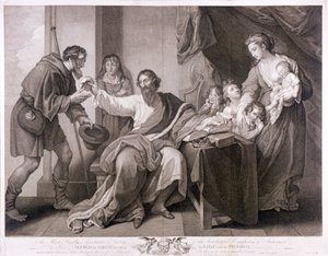 Alfred the Great dividing his loaf with the pilgrim by William Sharpe