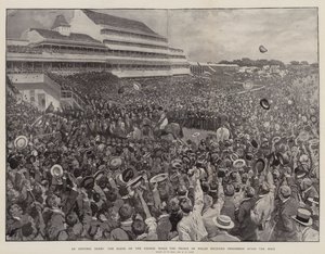 A Historic Derby, the Scene on the Course when the Prince of Wales received Persimmon after the Race by William Small