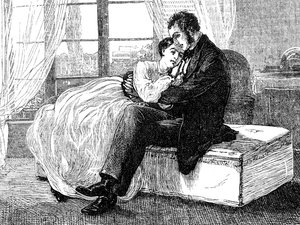 Illustration Depicting the Acceptance of a Proposal for Marriage