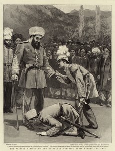 The Princes Habibullah and Nasrullah greeting their Father the Amir by William Small